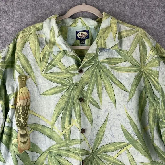 Tommy Bahama Linen Camp Shirt Mens XL Button Up Tropical Parrot Aloha Hawaiian - Picture 2 of 15